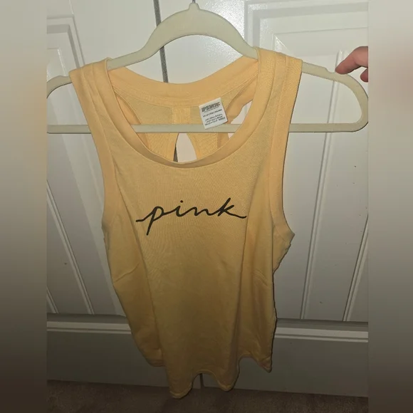 🌟PINK Victoria's Secret Light Yellow Tank Top XS - Picture 1 of 3